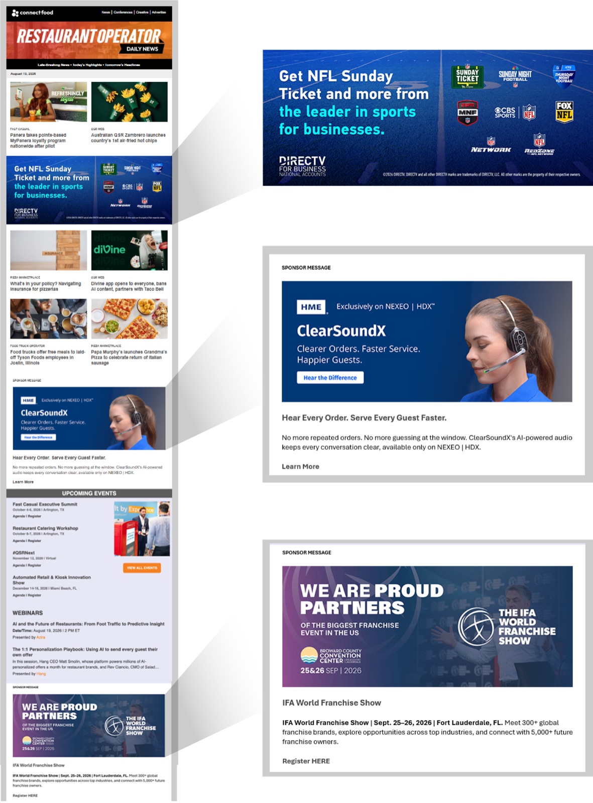 Newsletter ad positions